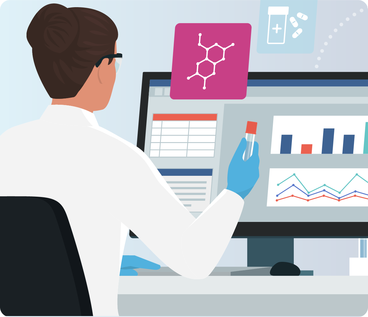 Illustration av diagnosprocess för ATTRv-amyloidos och genetisk testning